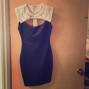 Black and nude cocktail dress